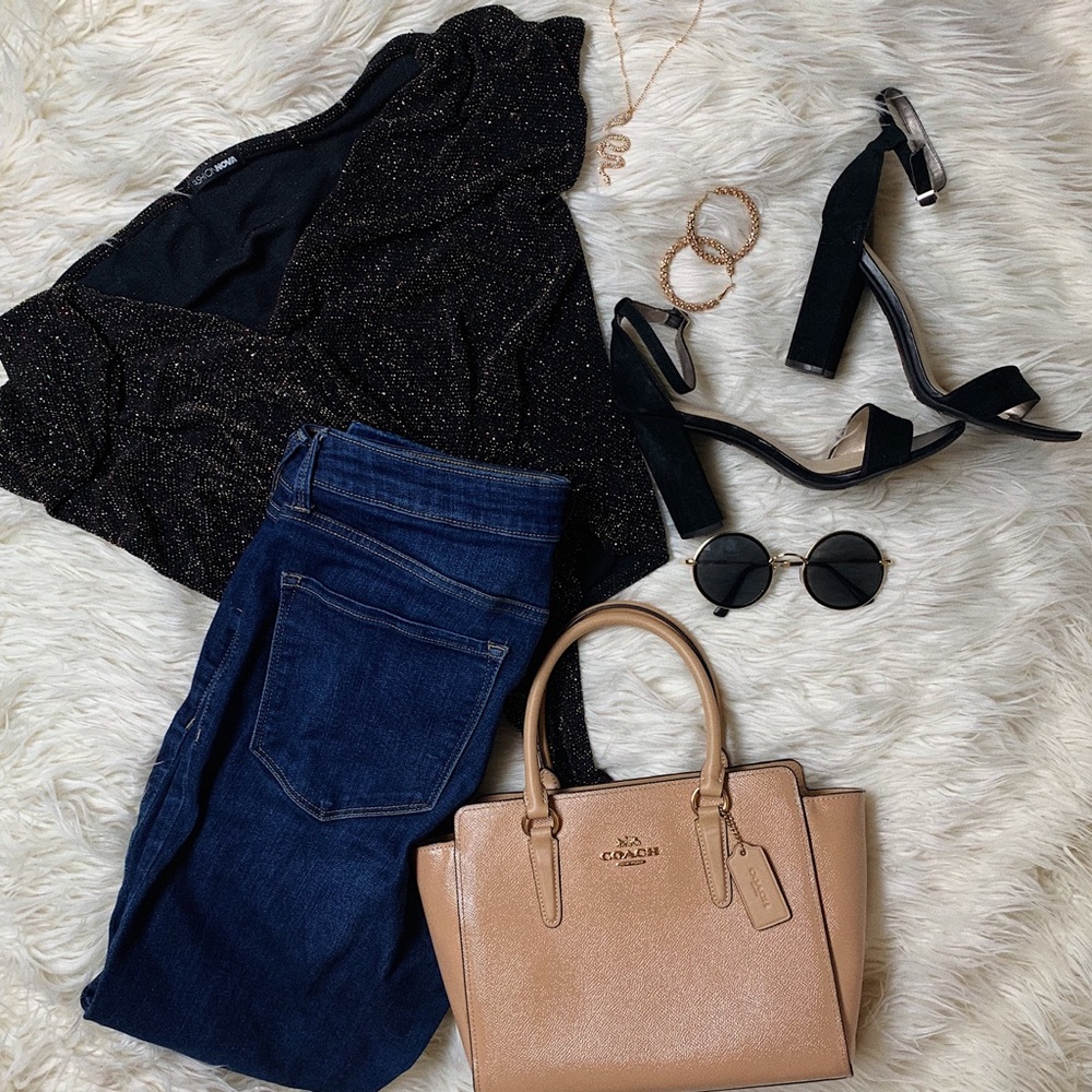 Fashion Nova - Black/Multi Glitter Bodysuit